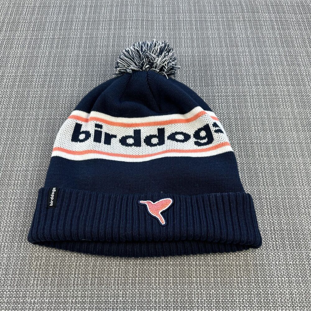 Birddogs Beanie Hat Blue White Pompom Top Outdoors One Size Fun Quirky